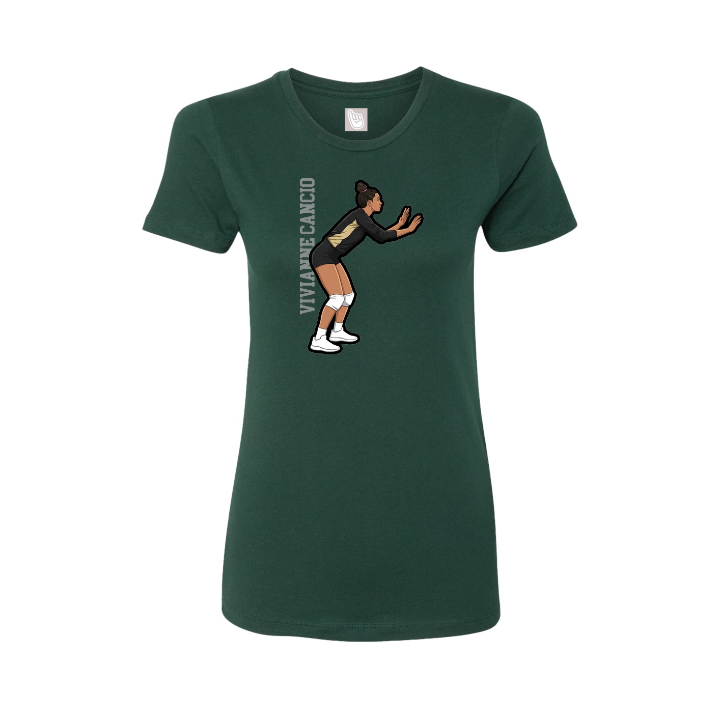 Fitted Women's Tee — Name Vertical in Green