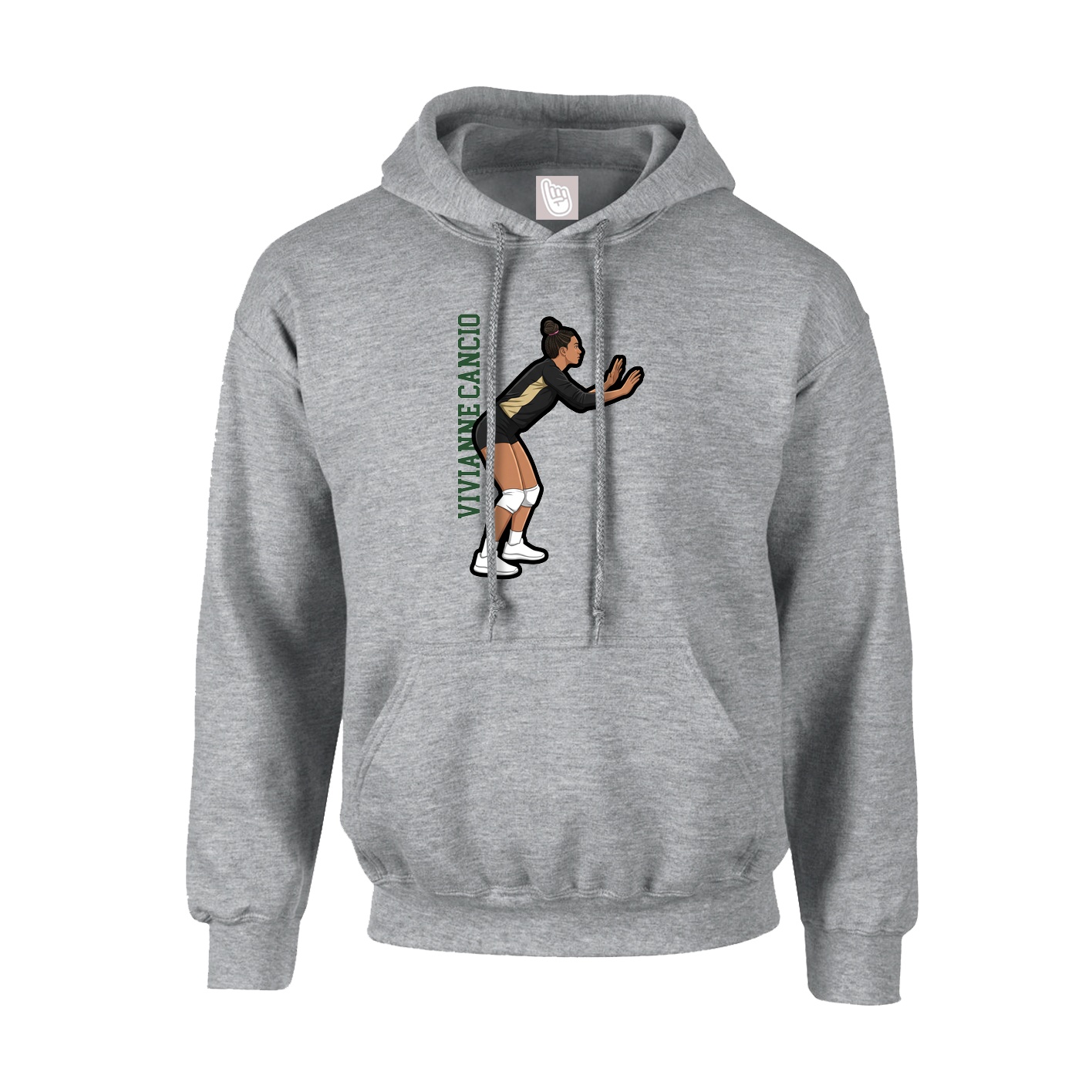 Youth Hoodie — Name Vertical in Grey
