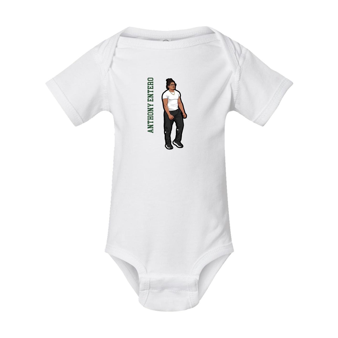 Baby Onesie — Name Vertical in White