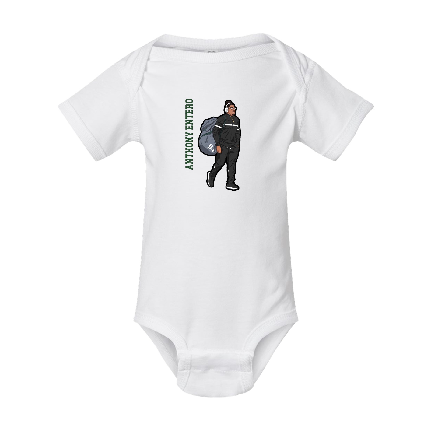 Baby Onesie — Name Vertical in White