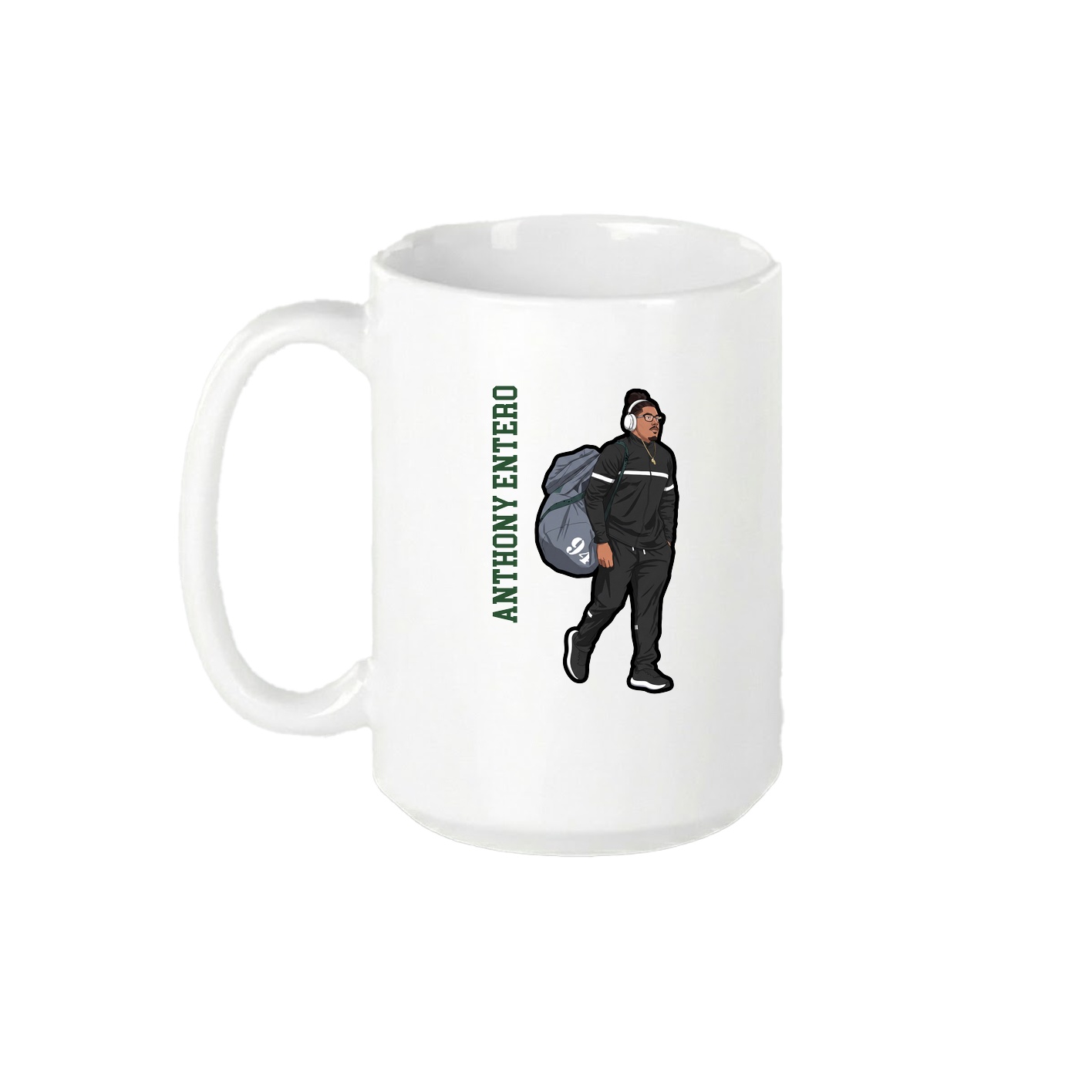 15oz Coffee Mug — Name Vertical in White
