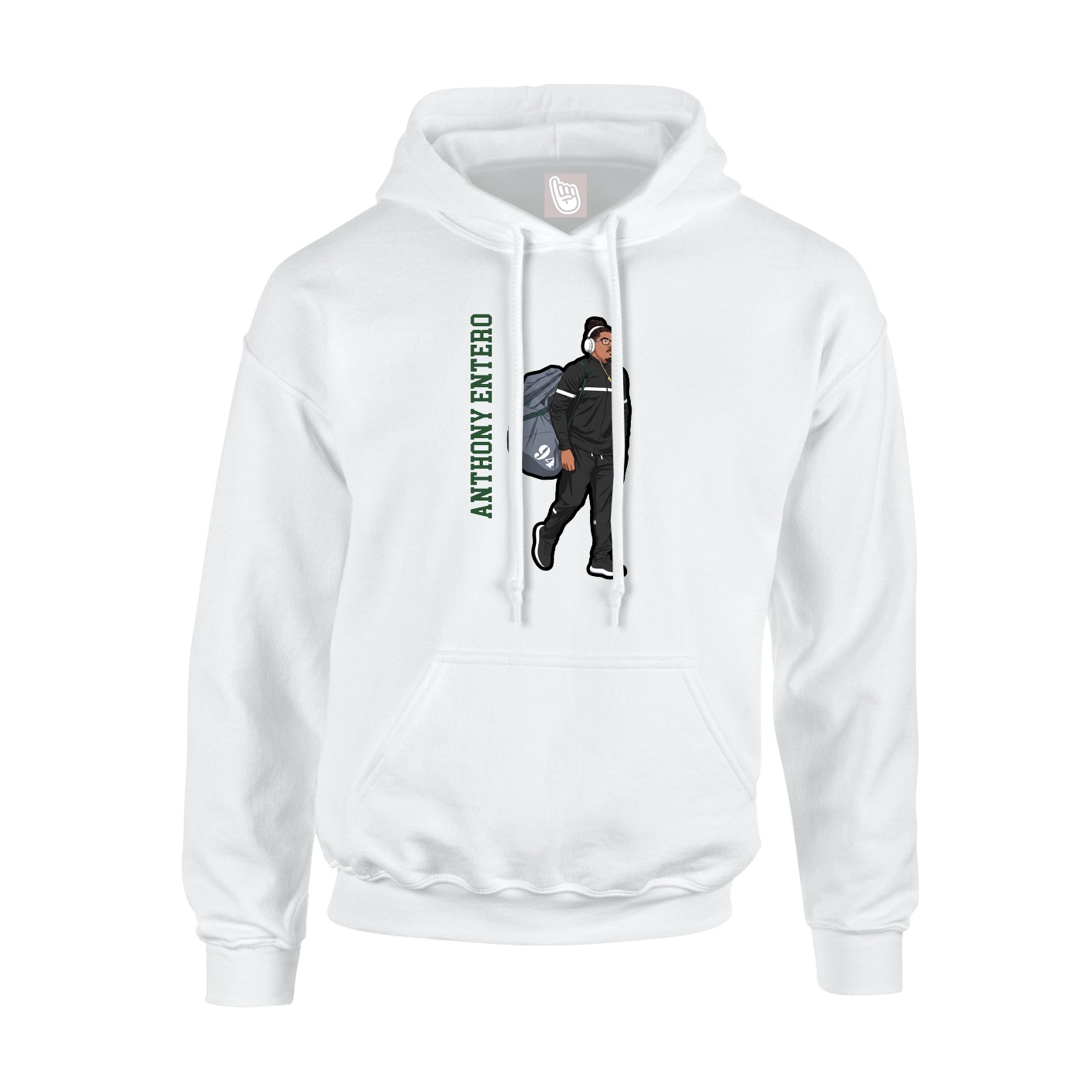 Youth Hoodie — Name Vertical in White