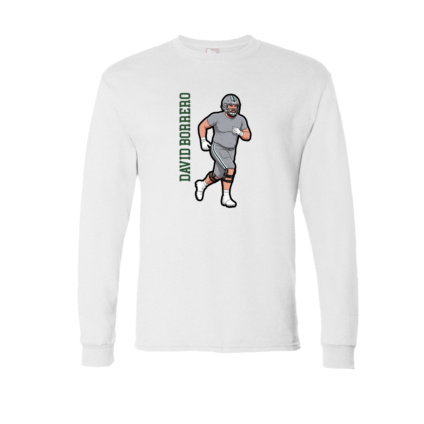 Long Sleeve Tee — Name Vertical in White