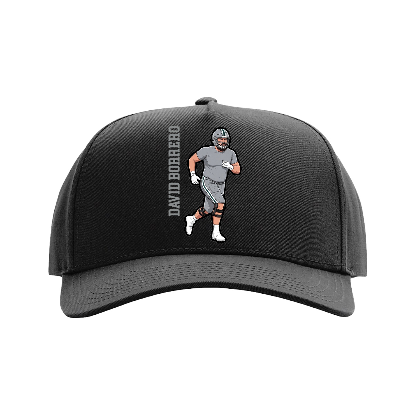 Full Fabric Five-Panel Champ Cap — Name Vertical in Black