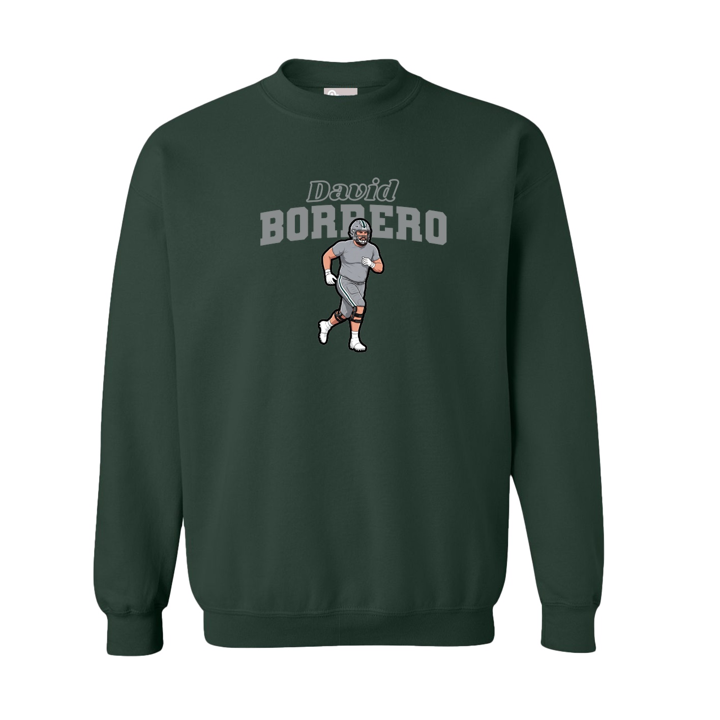 Fleece Crew — Name Arch in Green