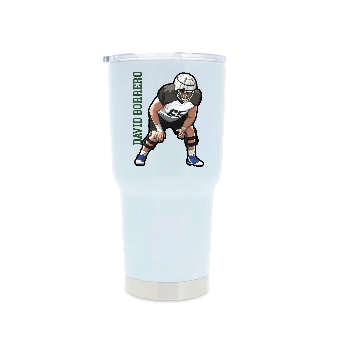 30oz Stainless Steel Tumbler — Name Vertical in White