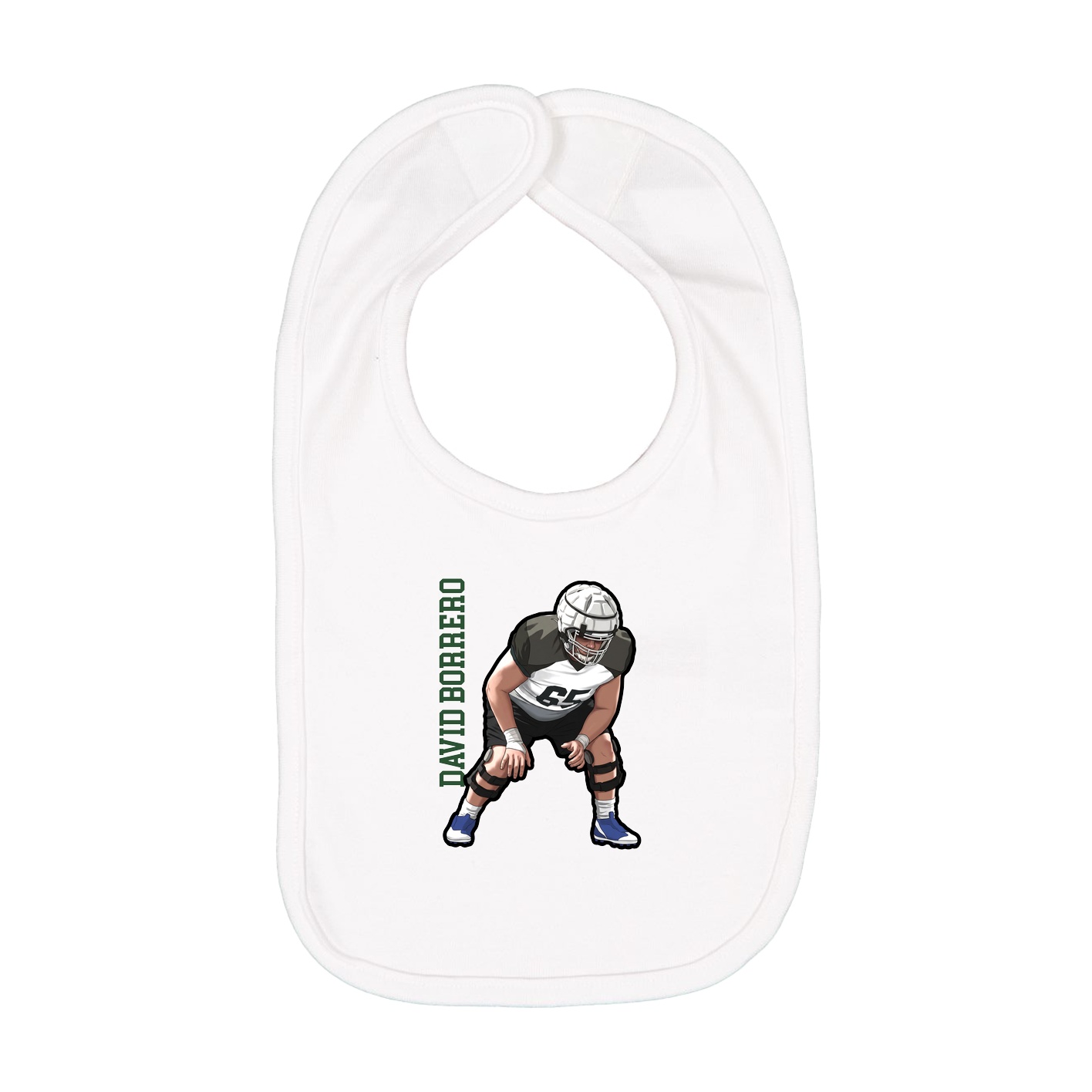 Infant Bib — Name Vertical in White