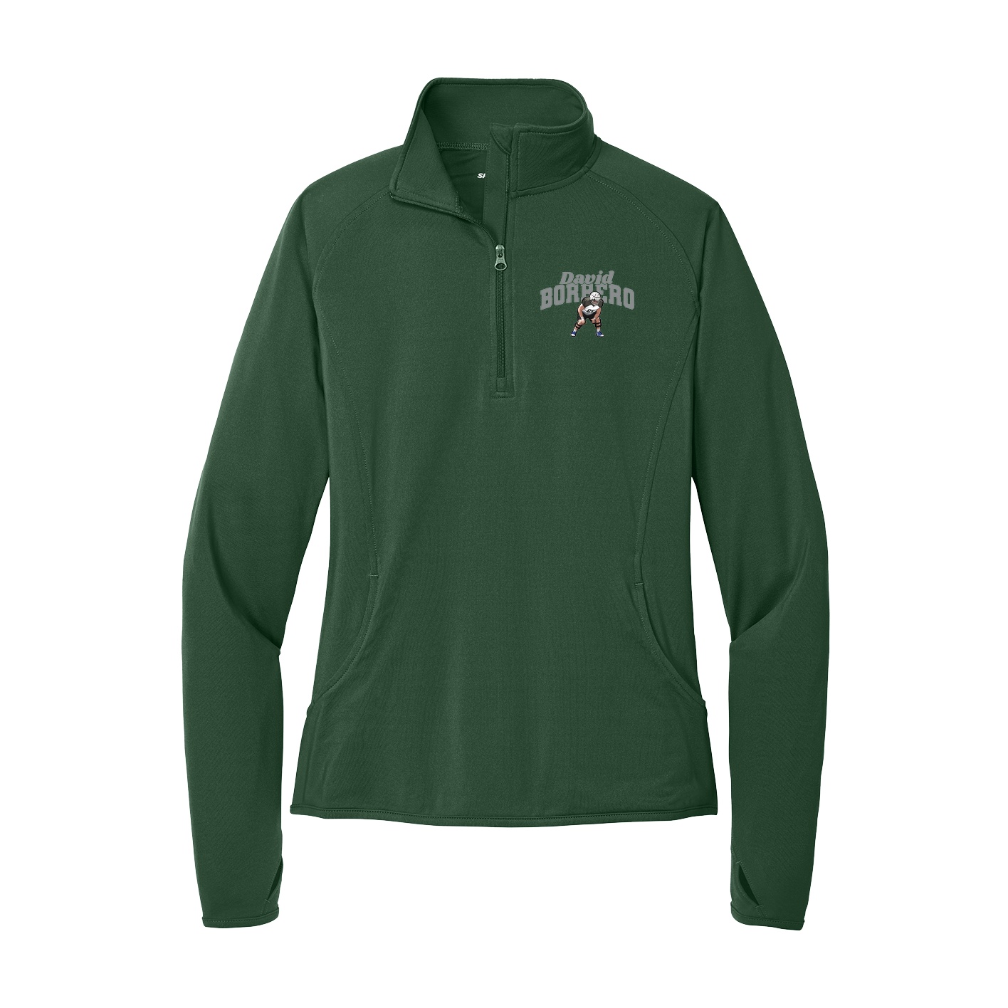 Women's Q-Zip Pullover — Signature Arch in Green