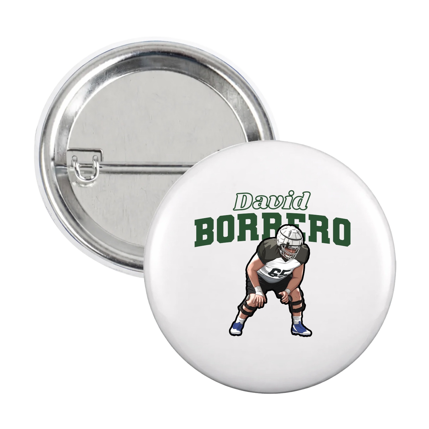 Game Day Button — Name Arch in White