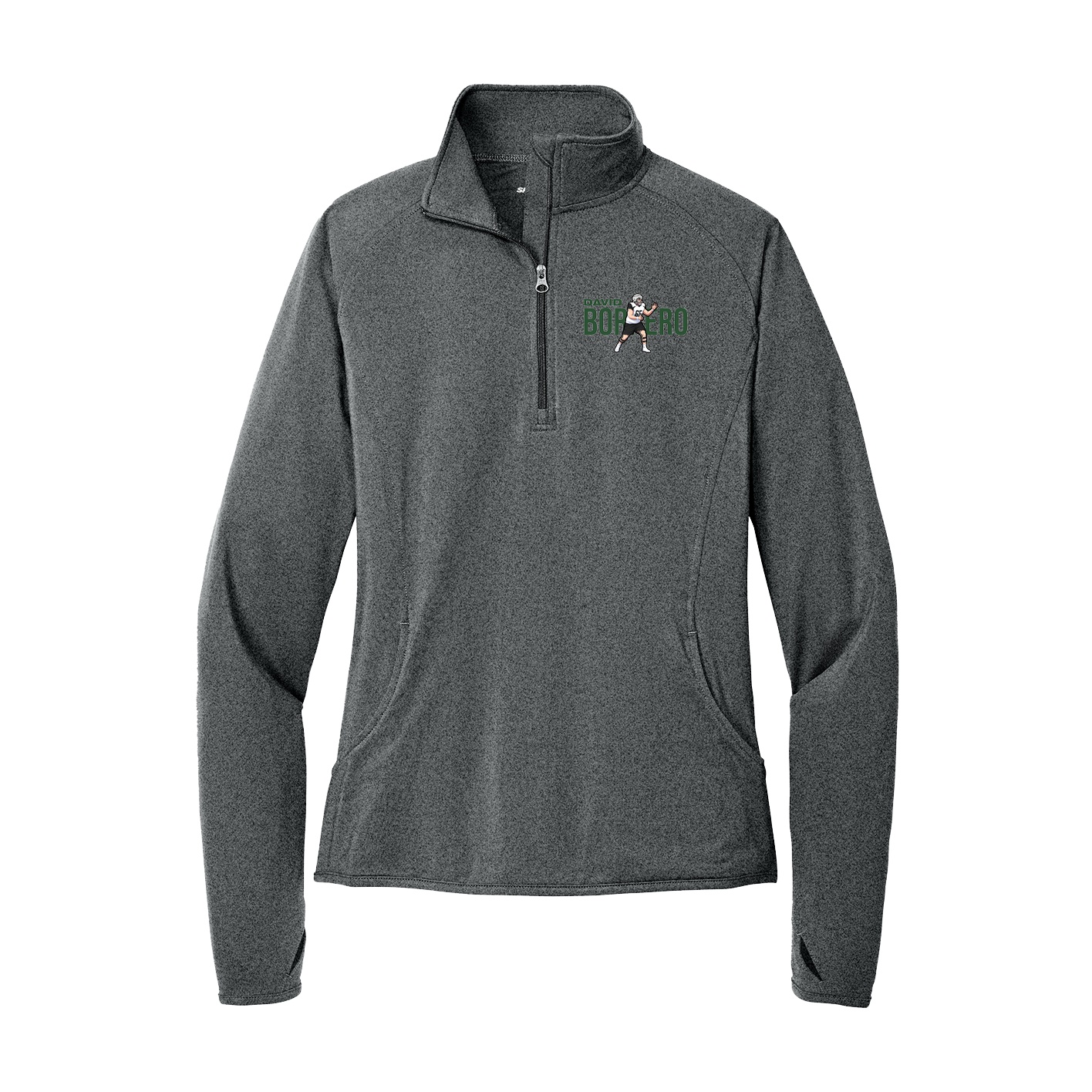 Women's Q-Zip Pullover — Player Name in Grey