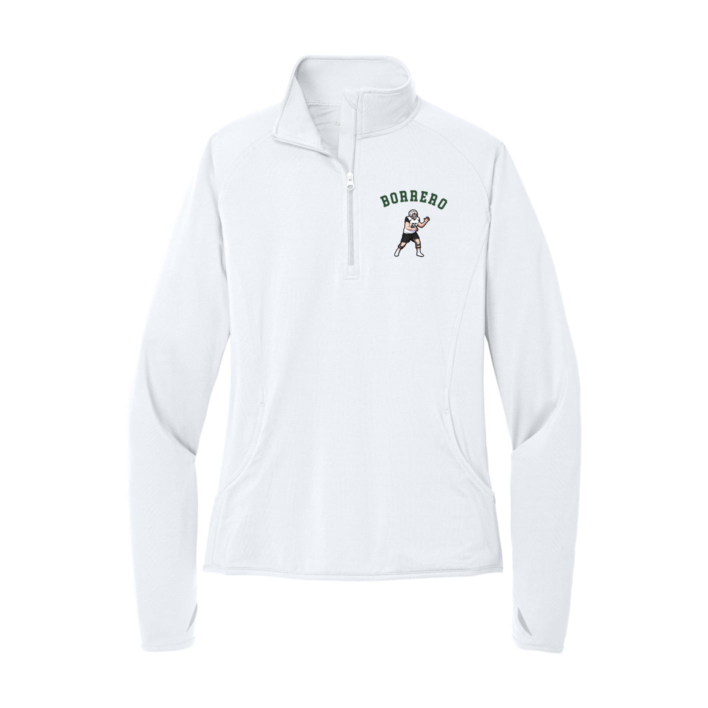 Women's Q-Zip Pullover — Shirsey Arch in White