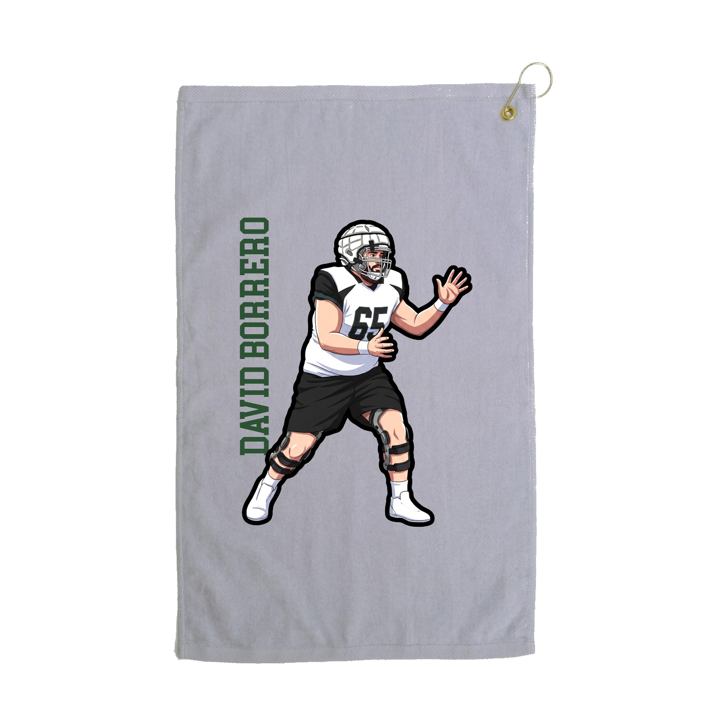Golf Towel — Name Vertical in Grey