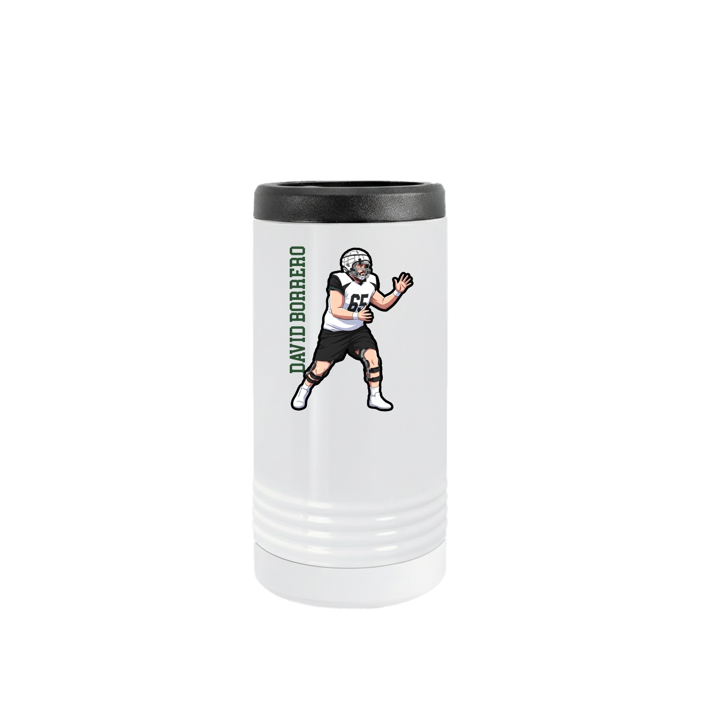 Slim Beverage Holder — Name Vertical in White