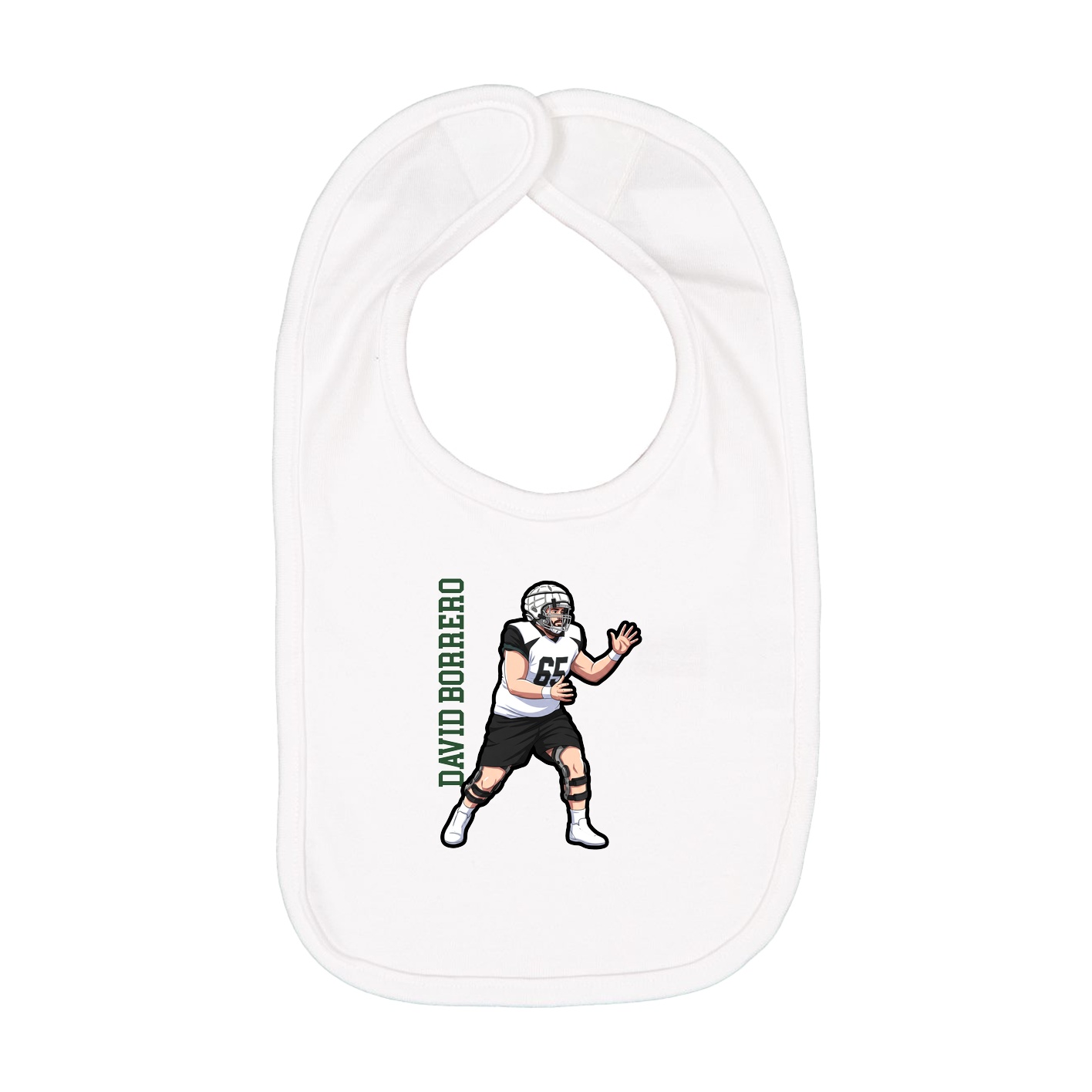 Infant Bib — Name Vertical in White