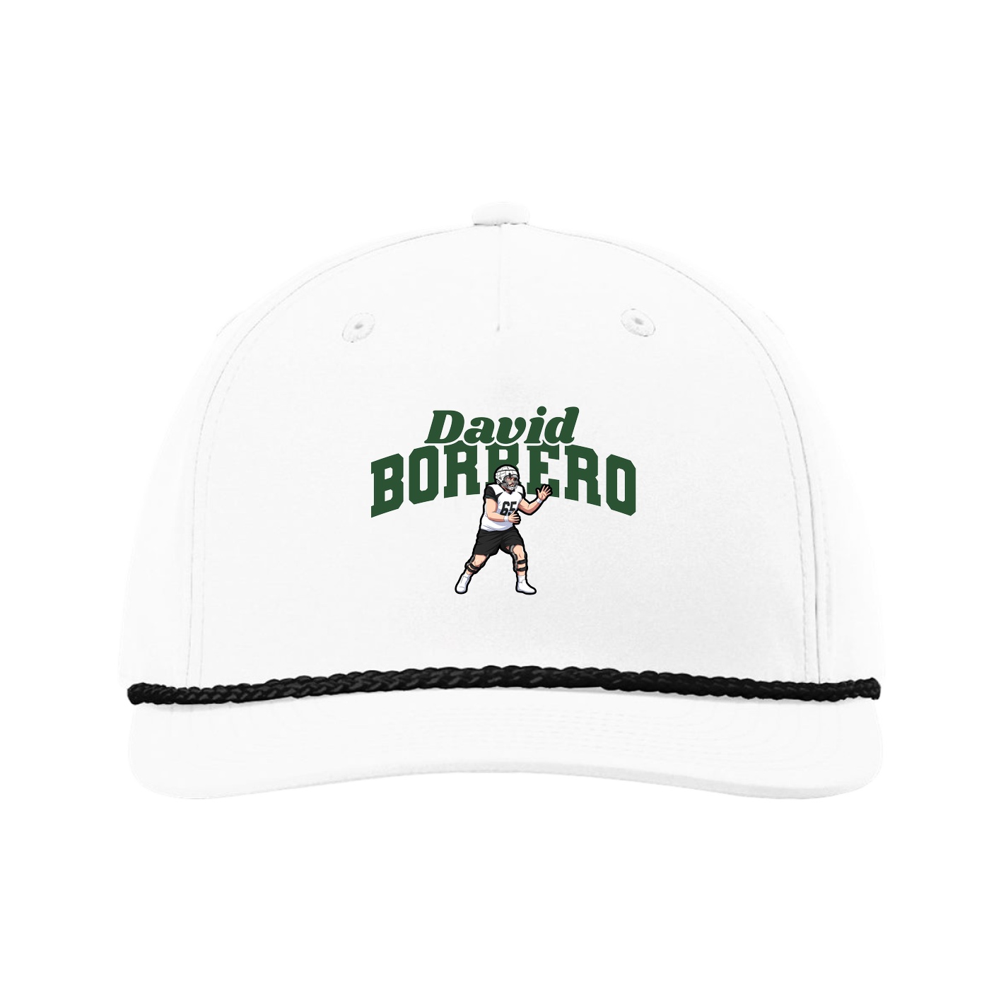 Five-Panel Classic Rope Cap — Signature Arch in White