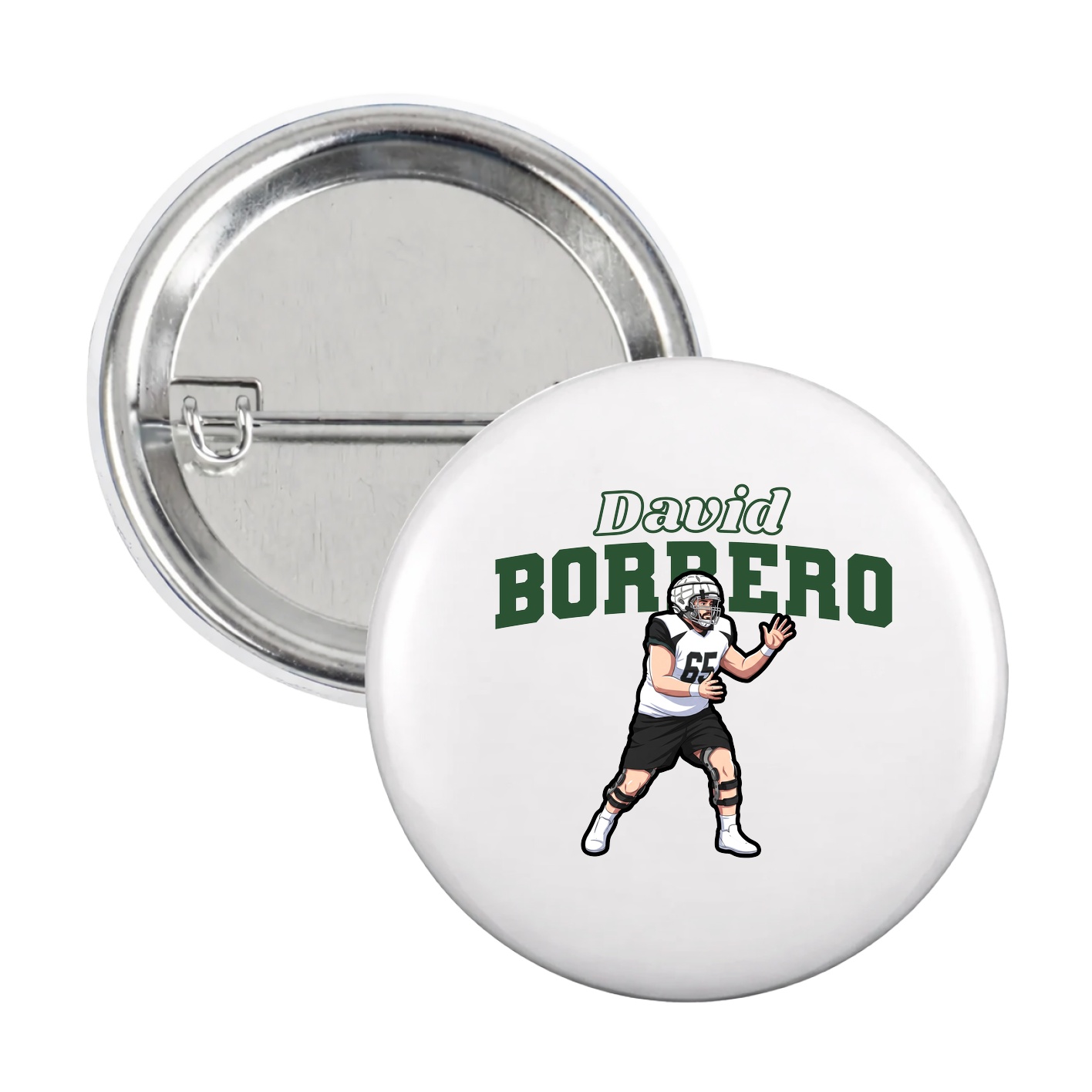 Game Day Button — Name Arch in White