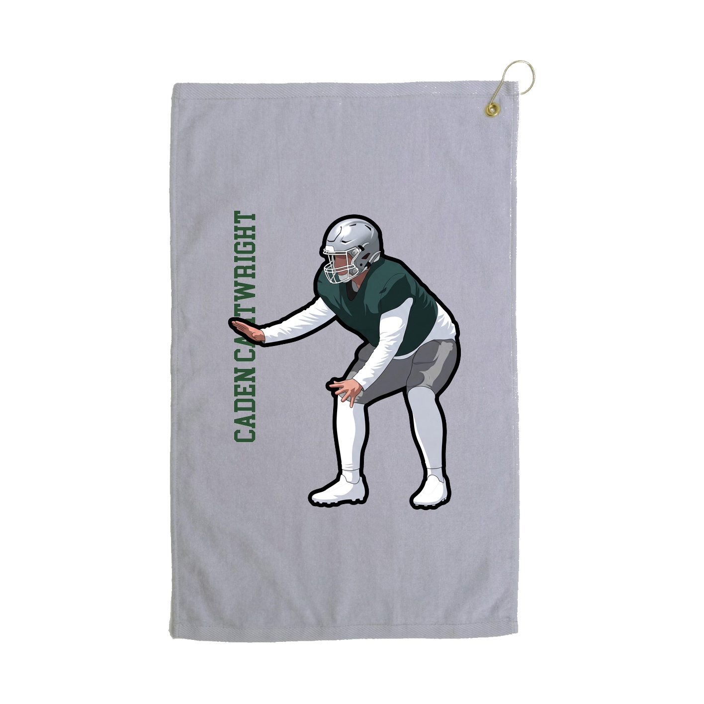 Golf Towel — Name Vertical in Grey