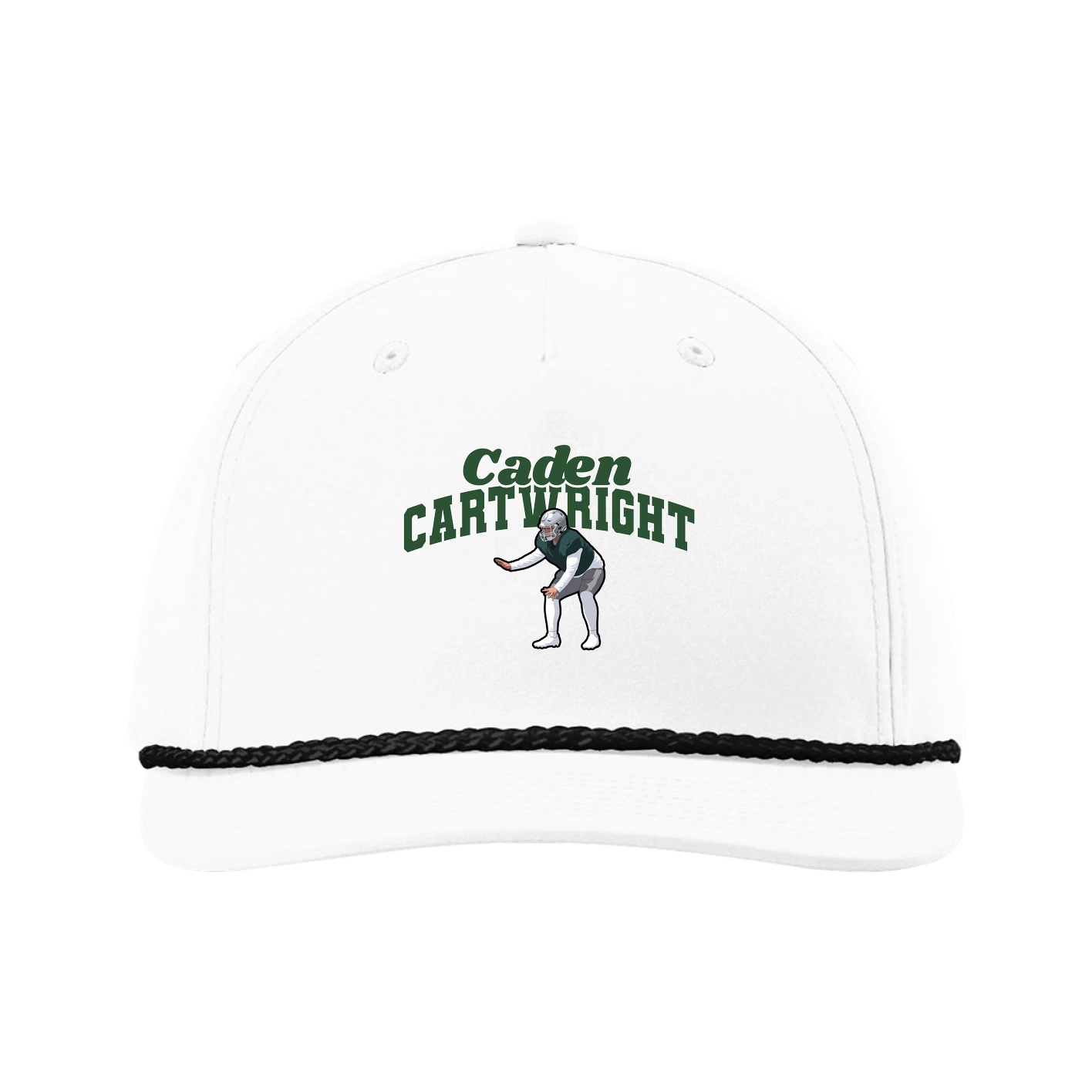 Five-Panel Classic Rope Cap — Signature Arch in White