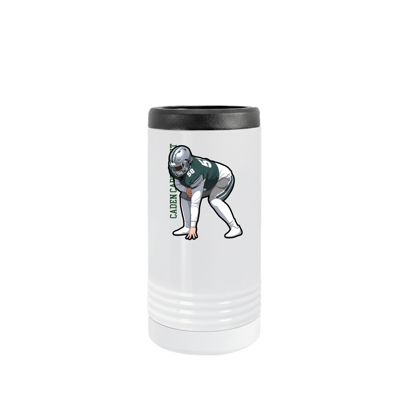 Slim Beverage Holder — Name Vertical in White