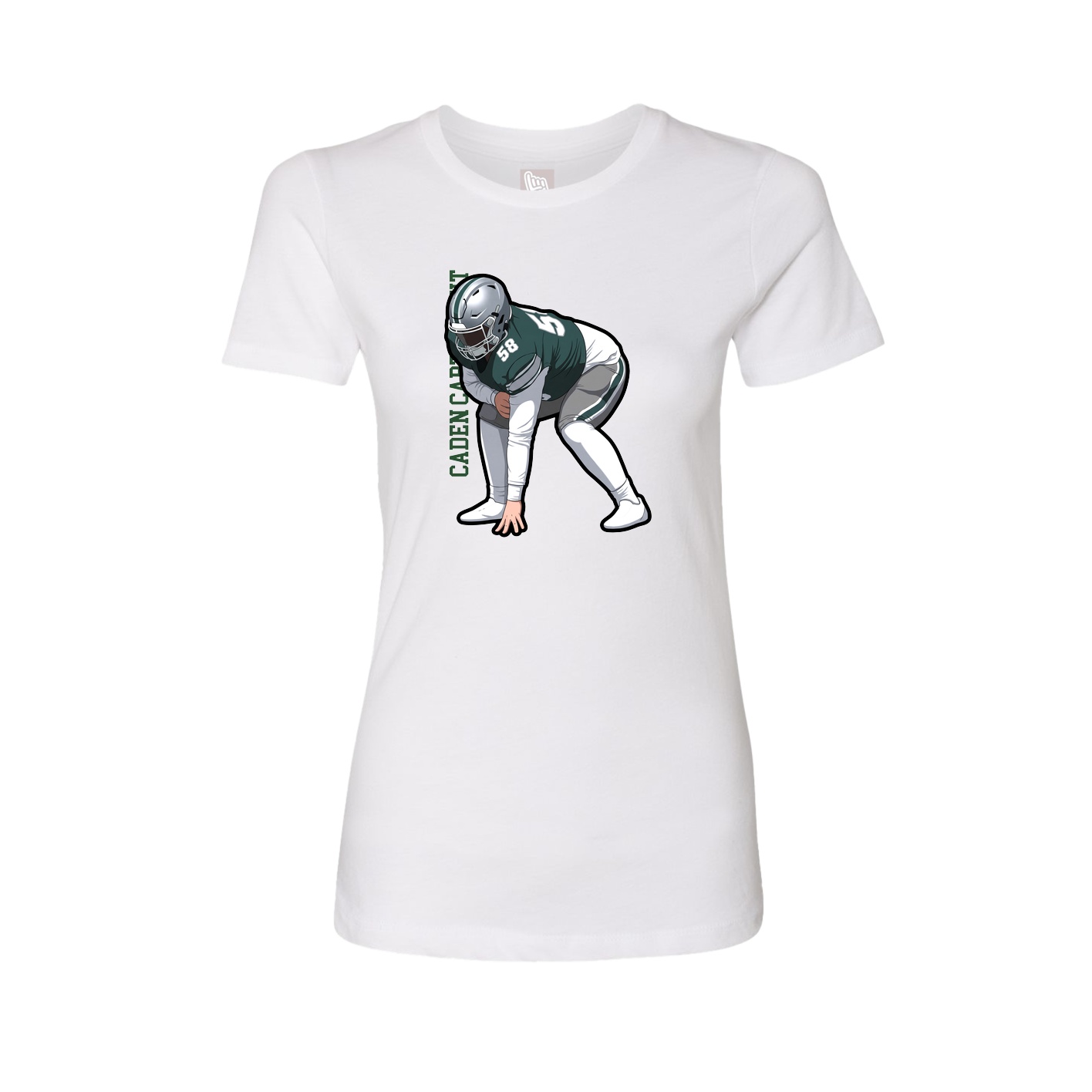 Fitted Women's Tee — Name Vertical in White