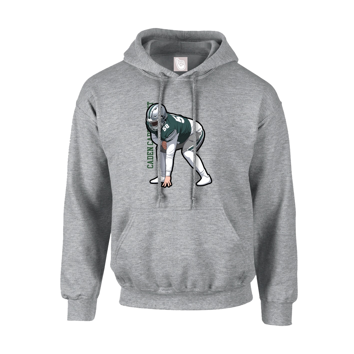 Hoodie — Name Vertical in Grey