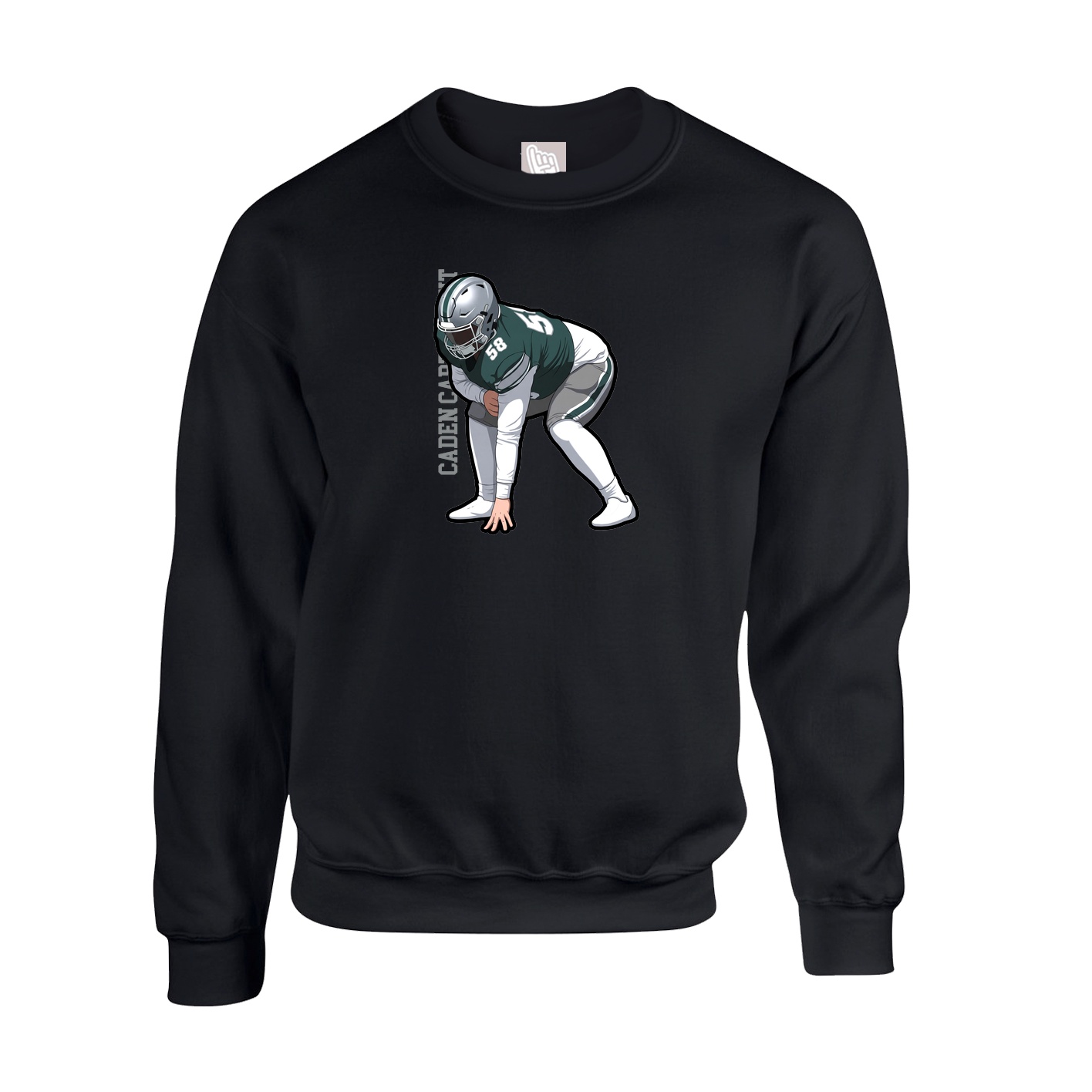 Fleece Crew — Name Vertical in Black