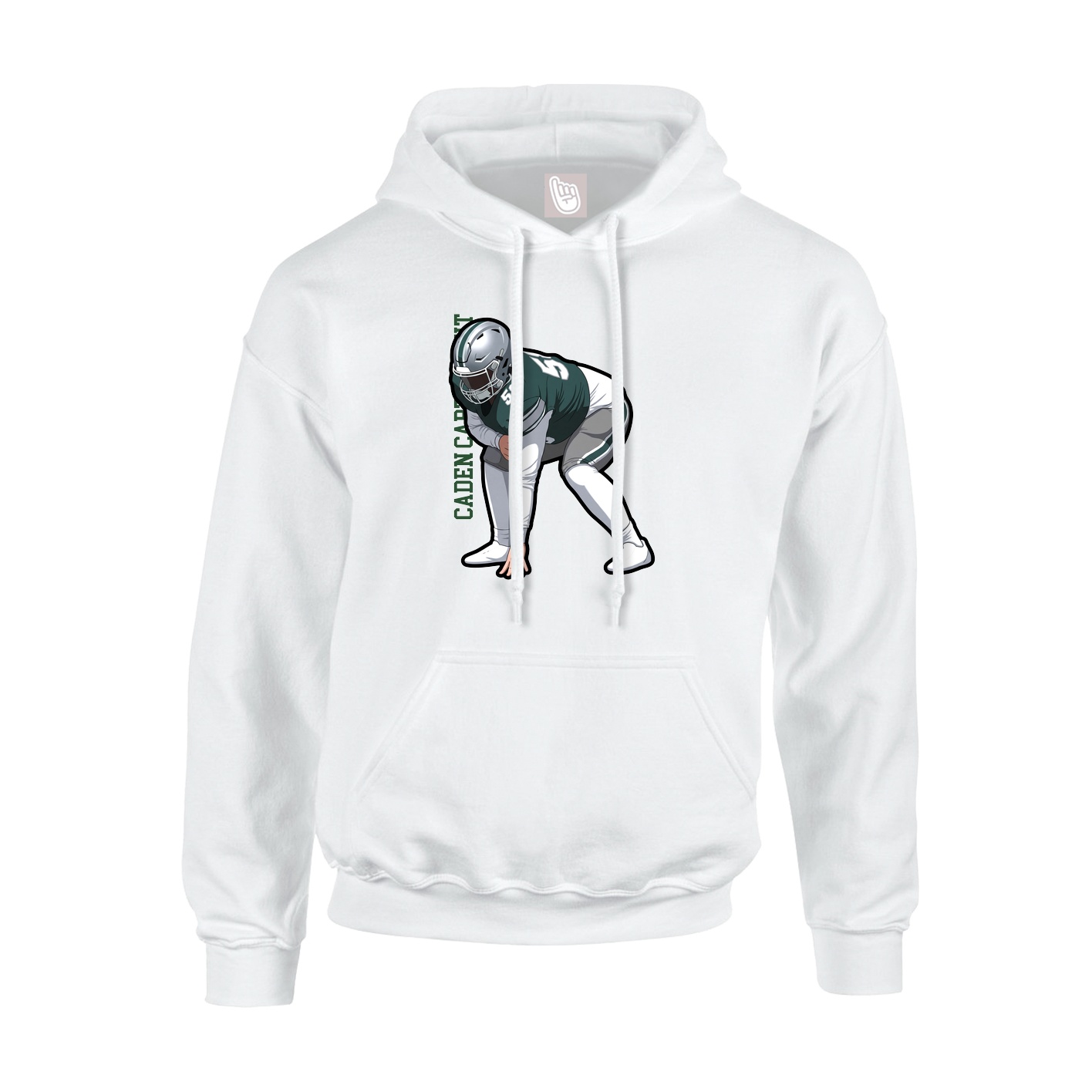 Youth Hoodie — Name Vertical in White