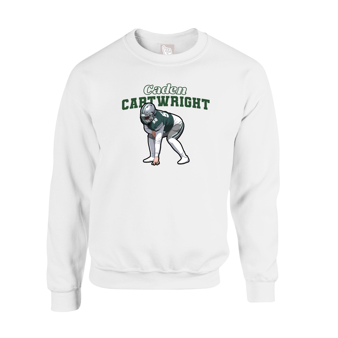 Fleece Crew — Name Arch in White