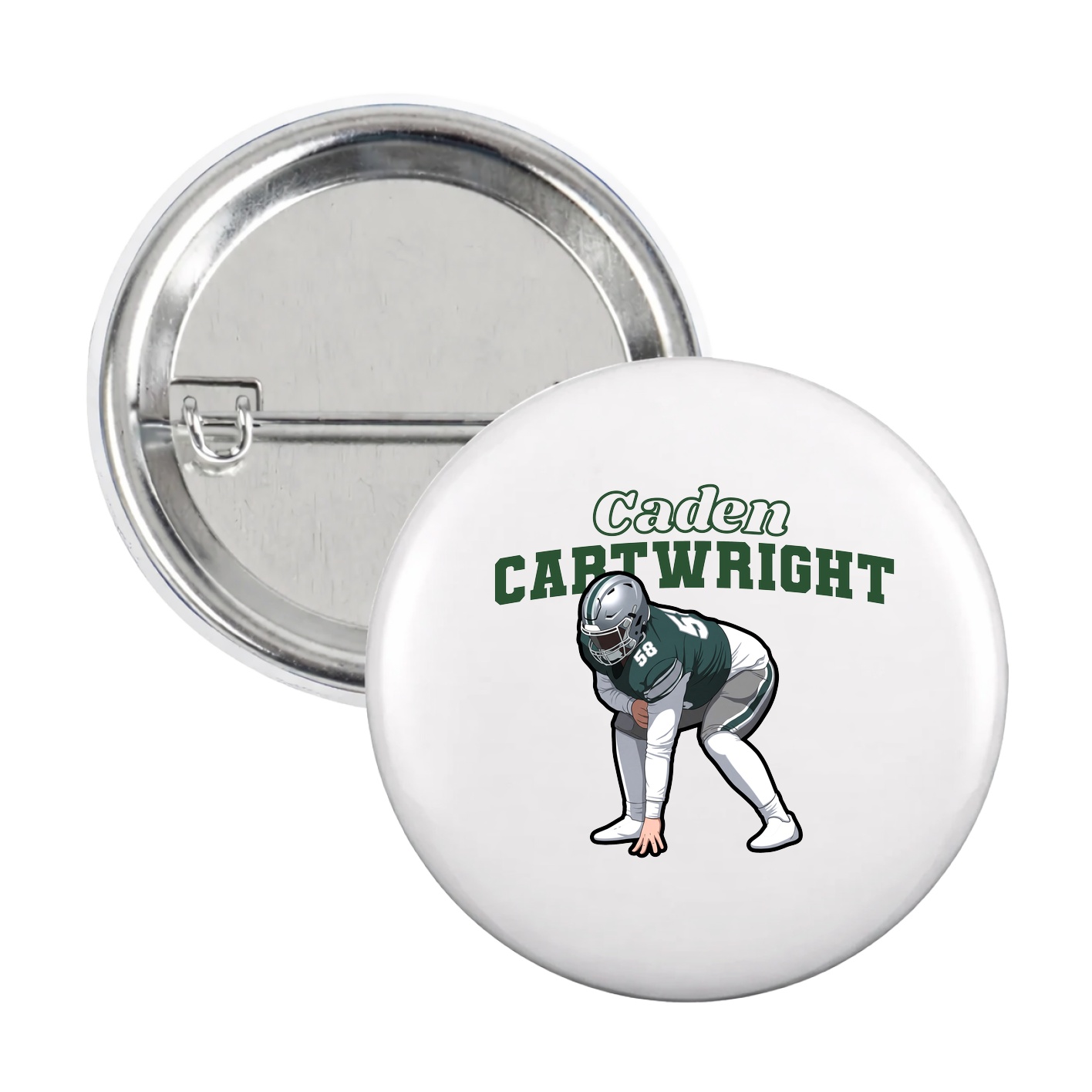Game Day Button — Name Arch in White