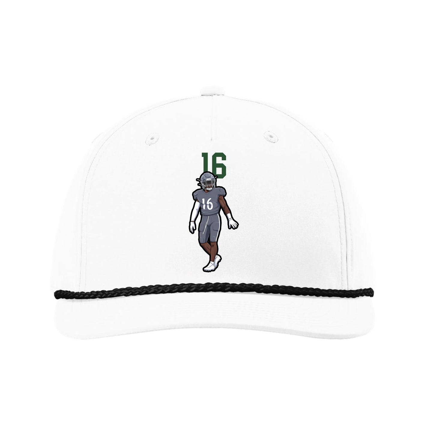 Five-Panel Classic Rope Cap — Number Top in White