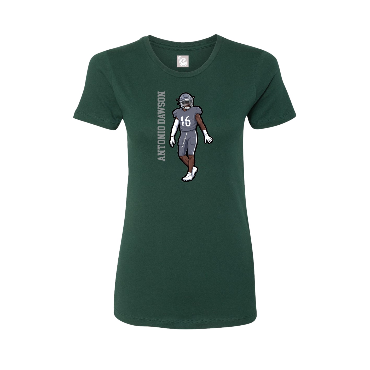 Fitted Women's Tee — Name Vertical in Green