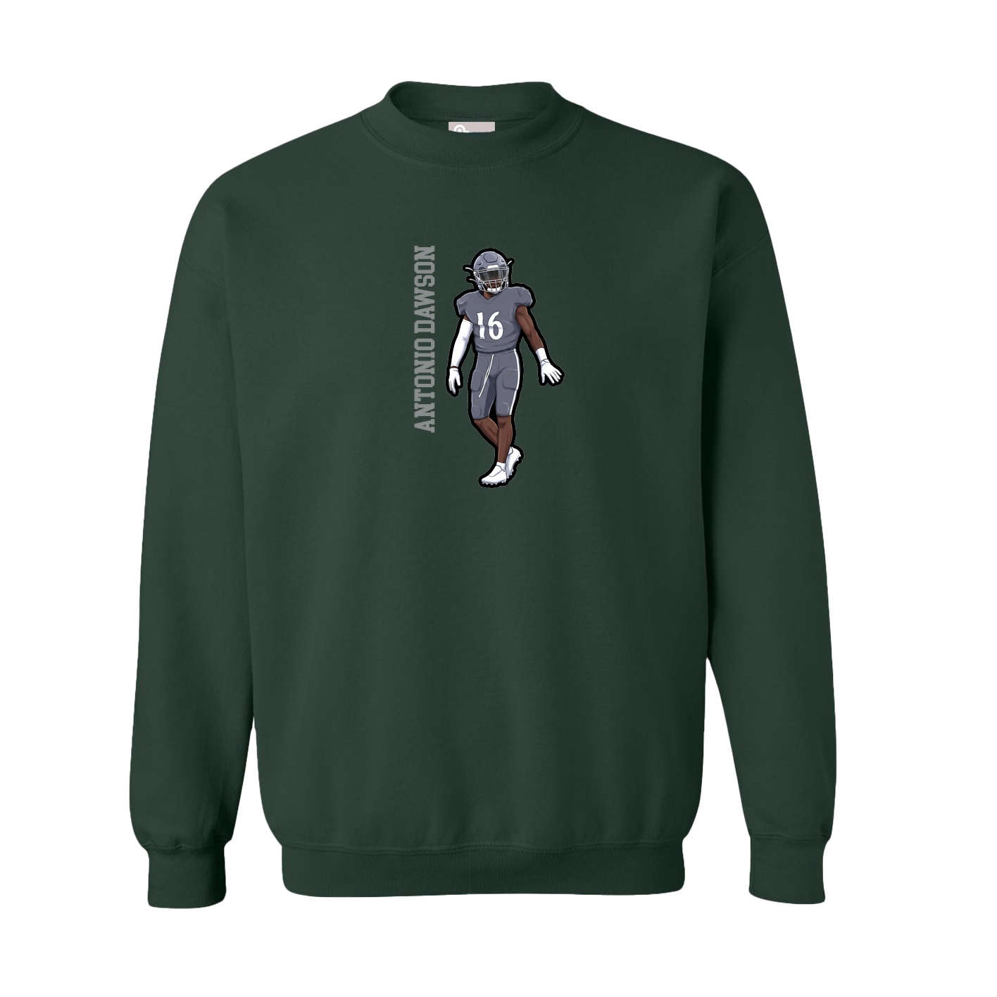 Fleece Crew — Name Vertical in Green
