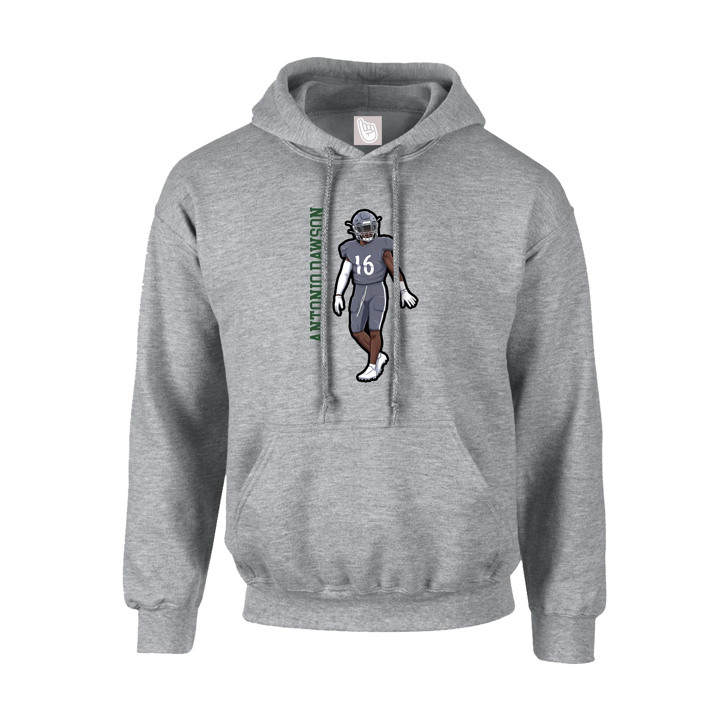 Youth Hoodie — Name Vertical in Grey