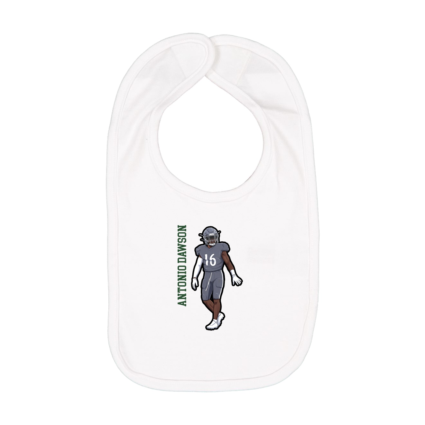 Infant Bib — Name Vertical in White