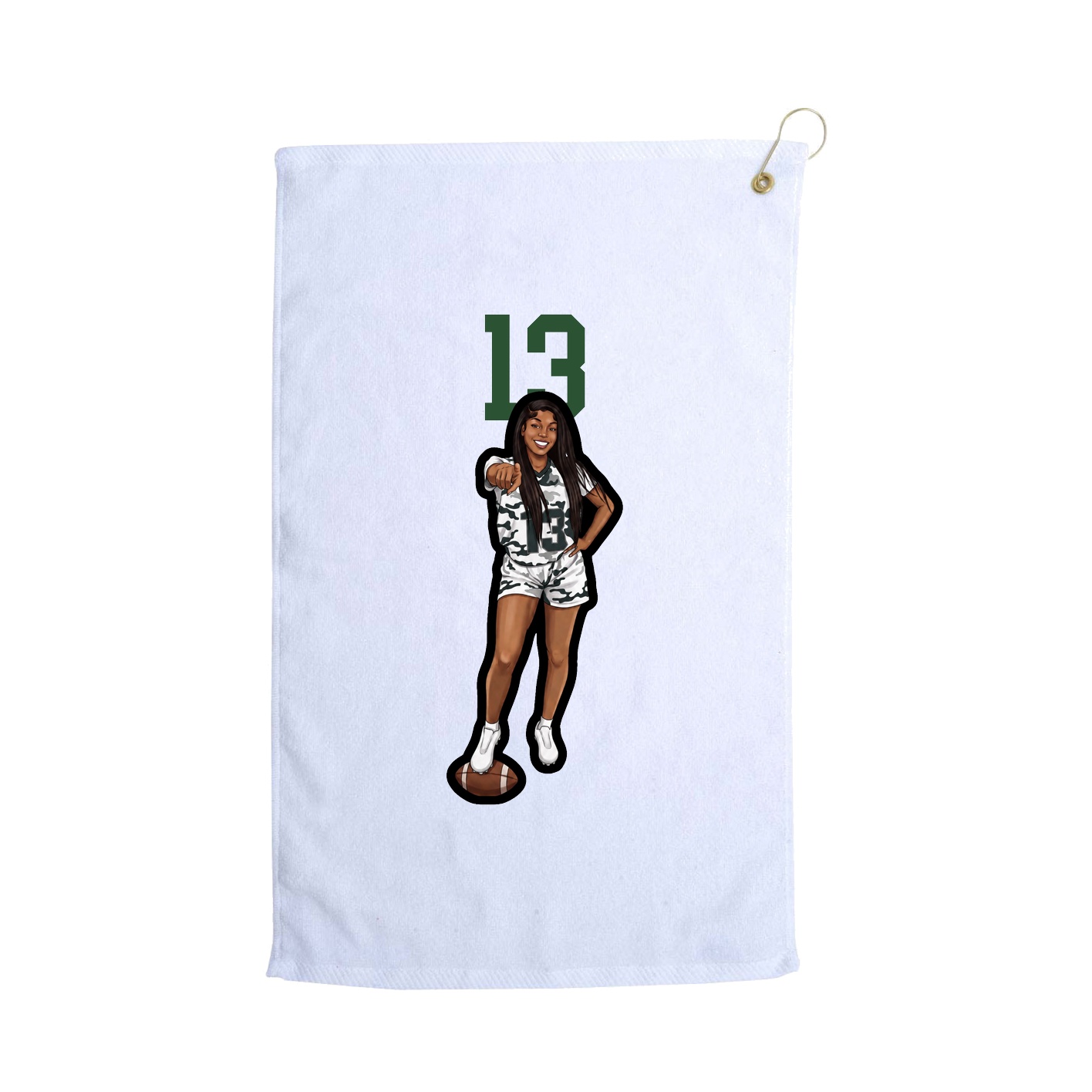 Golf Towel — Number Top in White