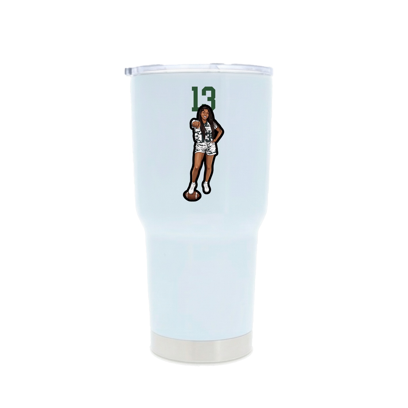 30oz Stainless Steel Tumbler — Number Top in White