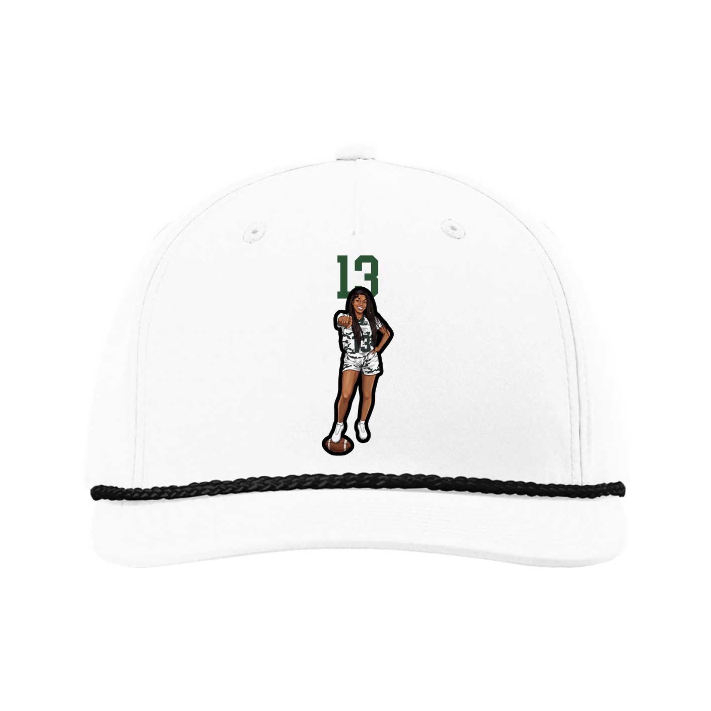 Five-Panel Classic Rope Cap — Number Top in White