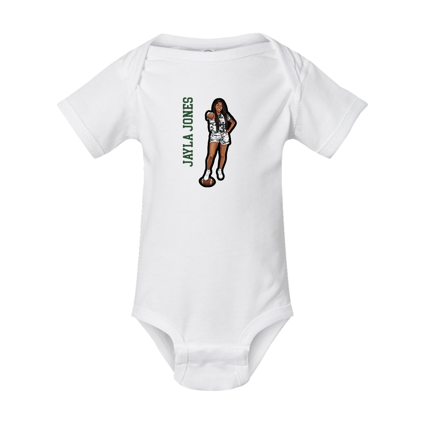 Baby Onesie — Name Vertical in White