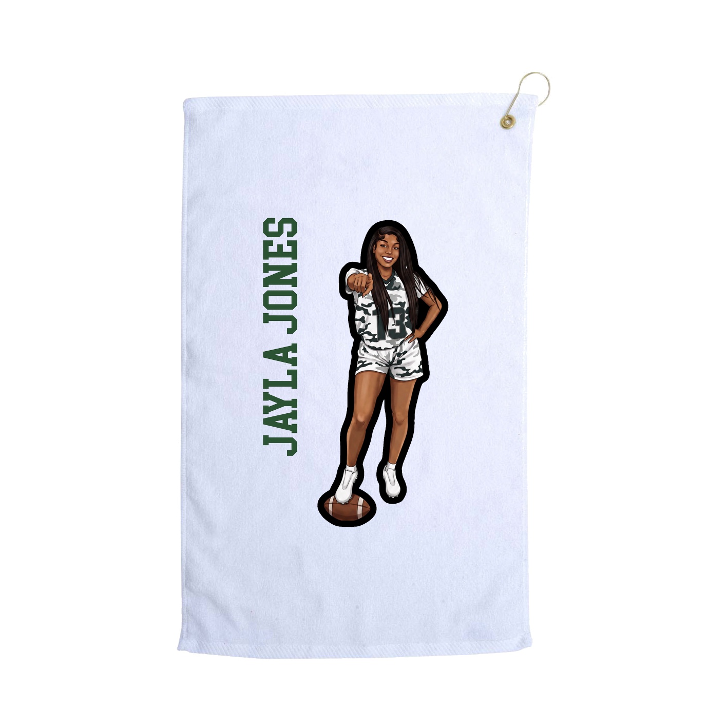 Golf Towel — Name Vertical in White