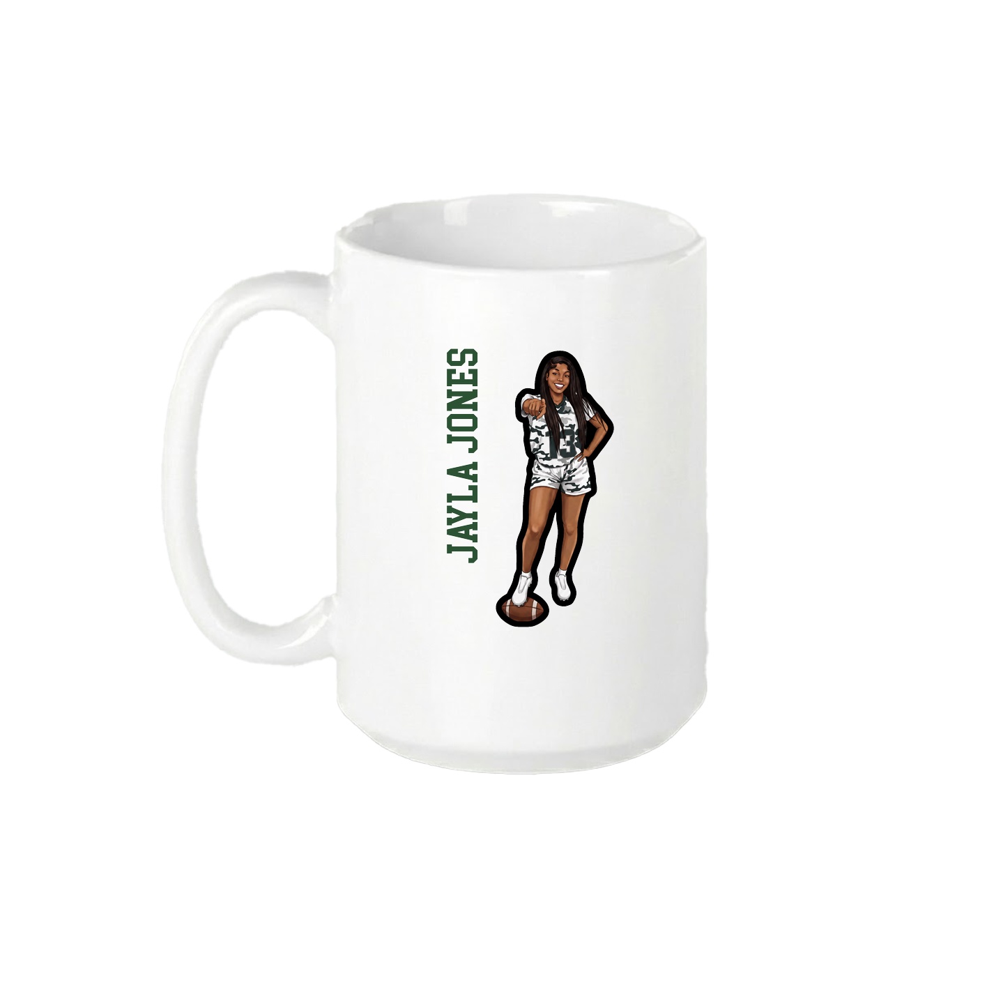 15oz Coffee Mug — Name Vertical in White