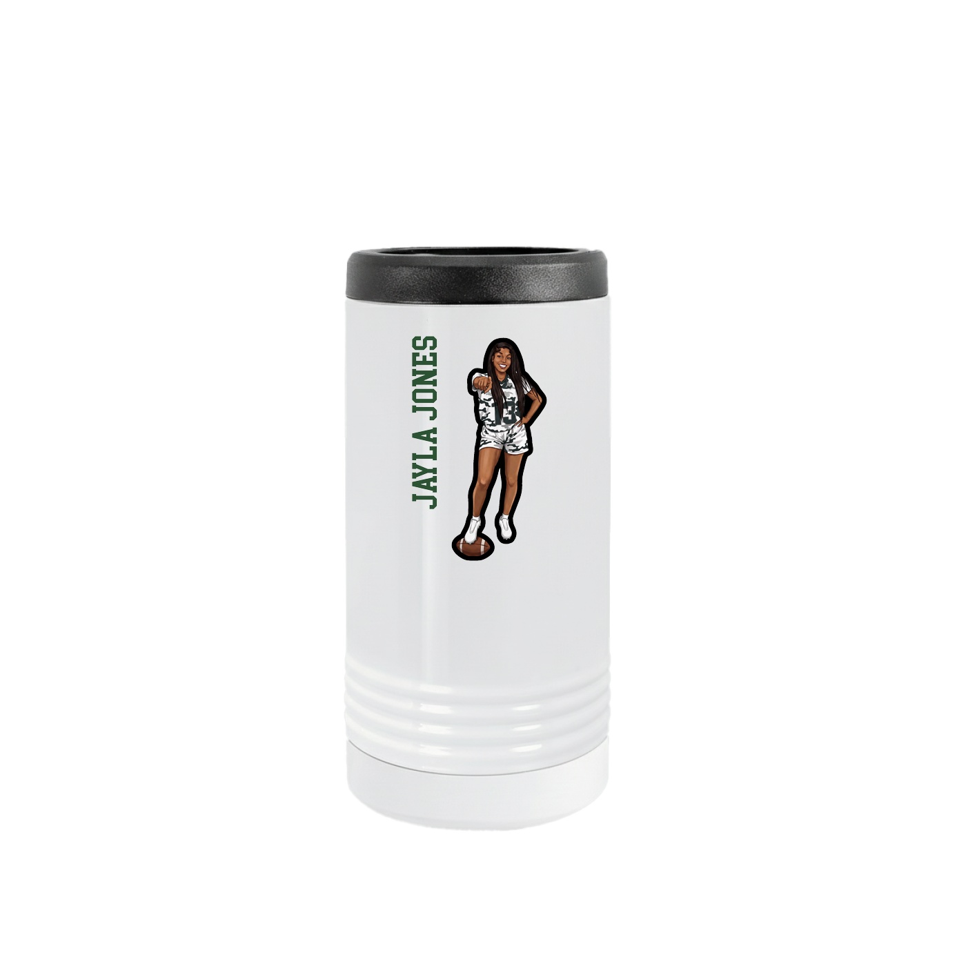 Slim Beverage Holder — Name Vertical in White