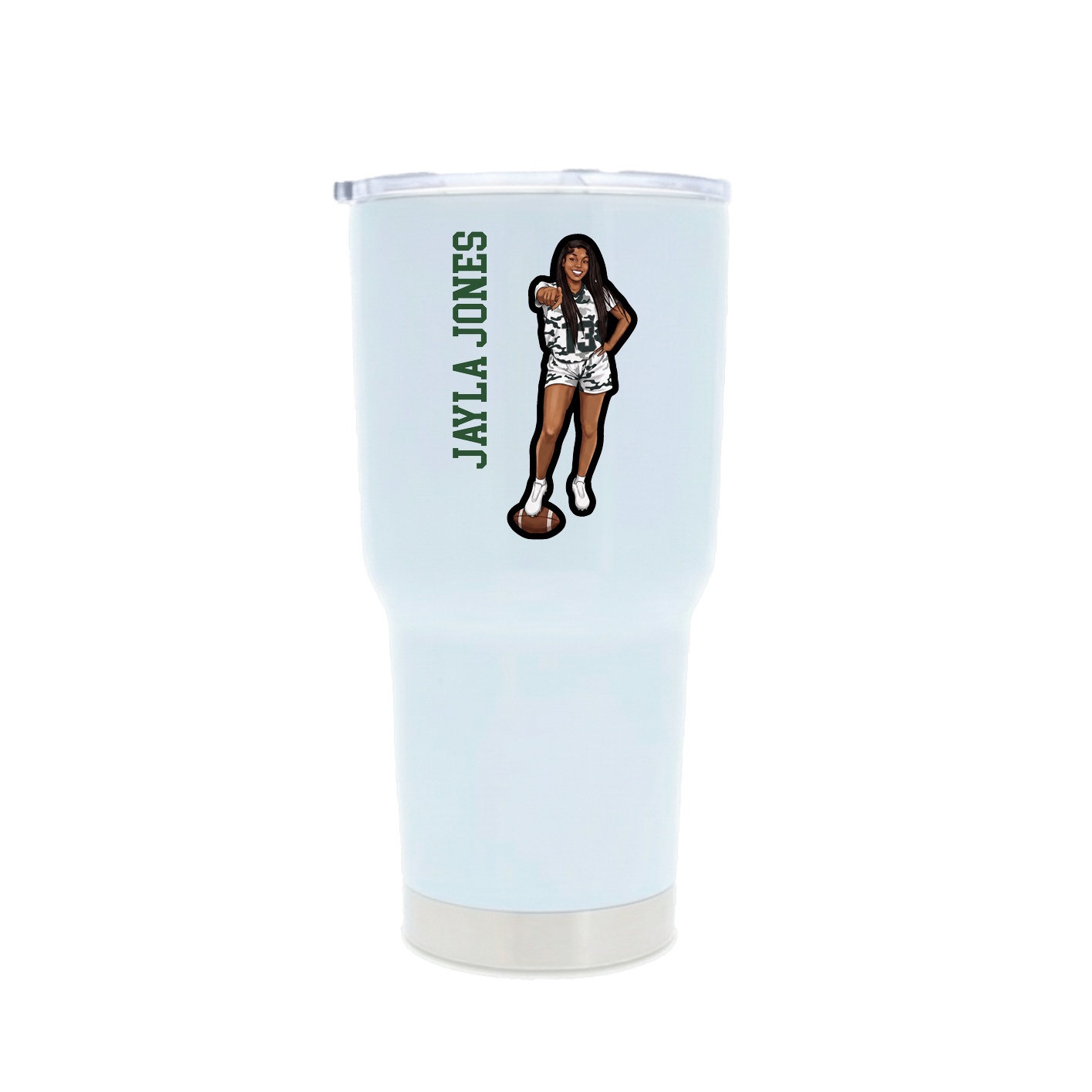 30oz Stainless Steel Tumbler — Name Vertical in White