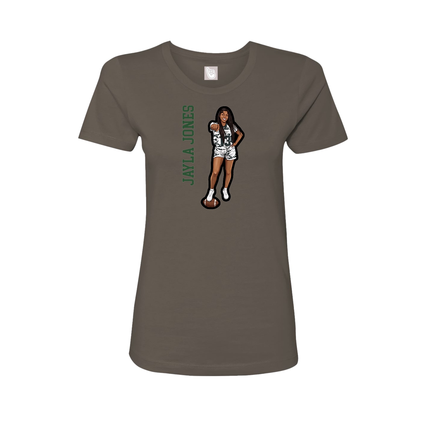 Fitted Women's Tee — Name Vertical in Grey
