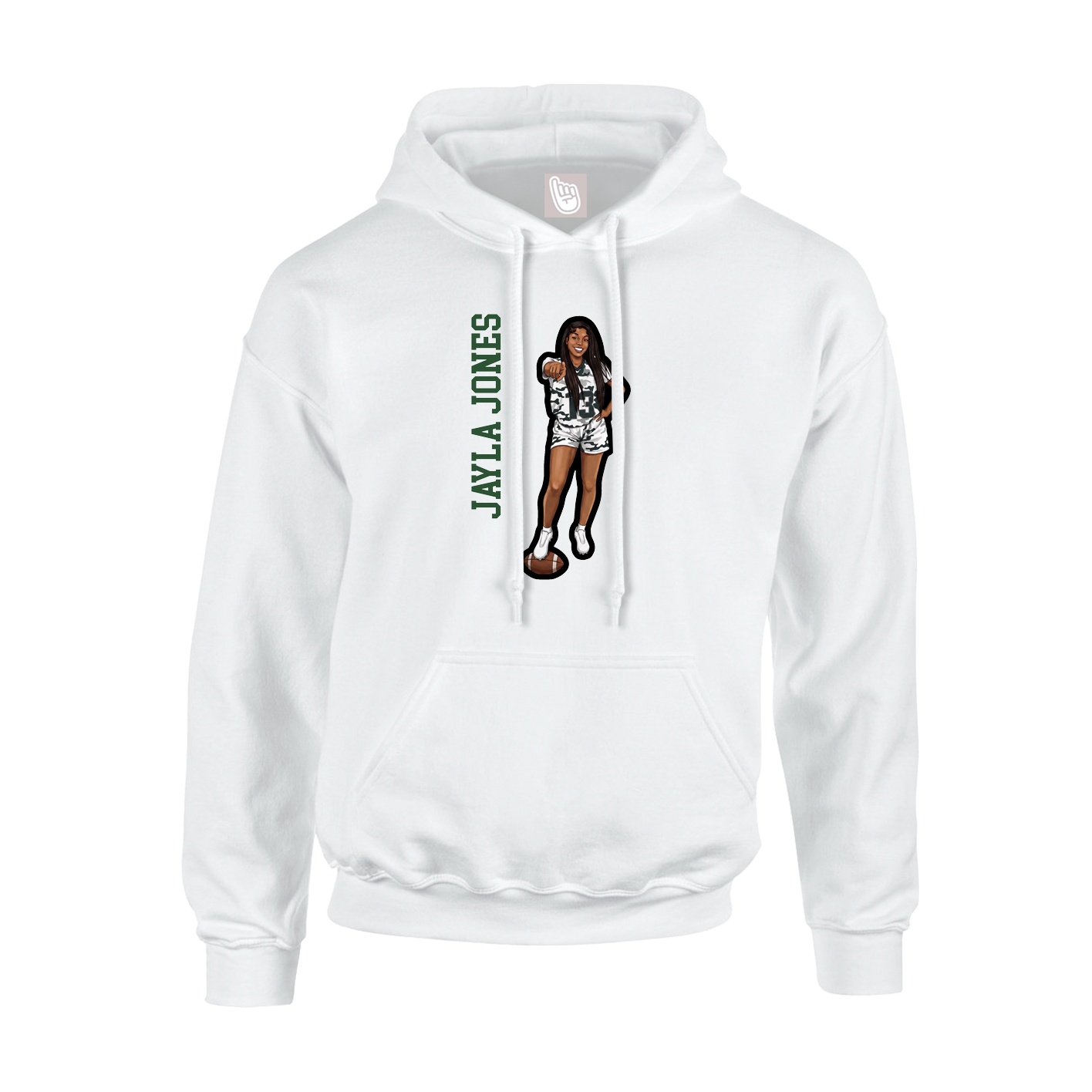 Youth Hoodie — Name Vertical in White