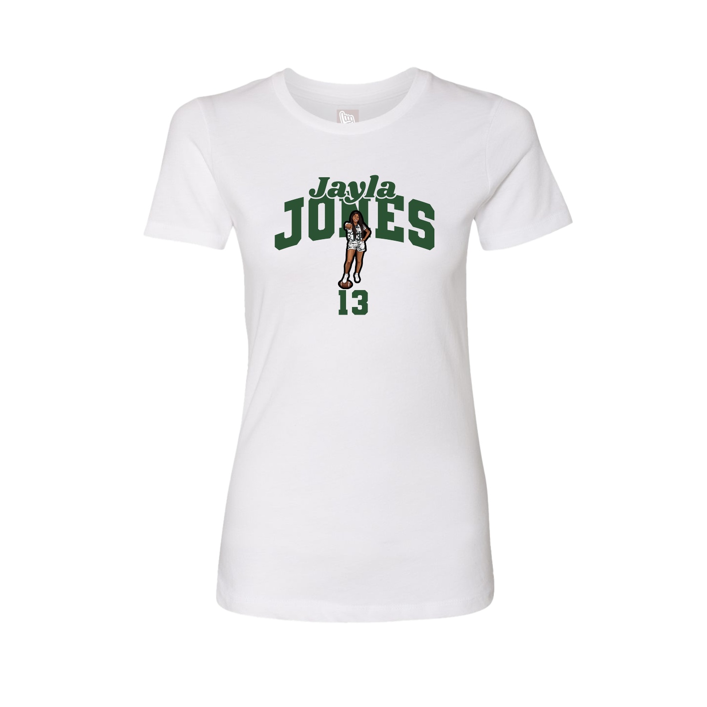 Fitted Women's Tee — Signature Arch in White