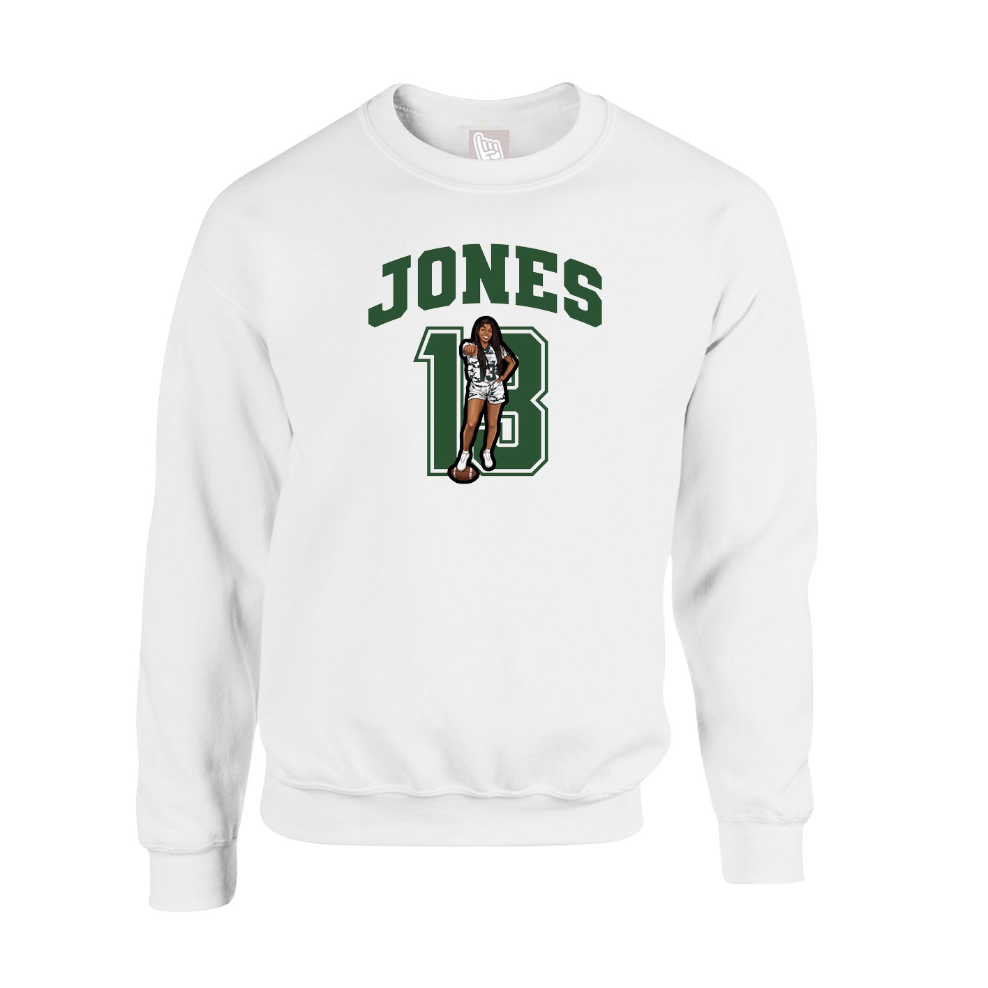 Fleece Crew — Number in White