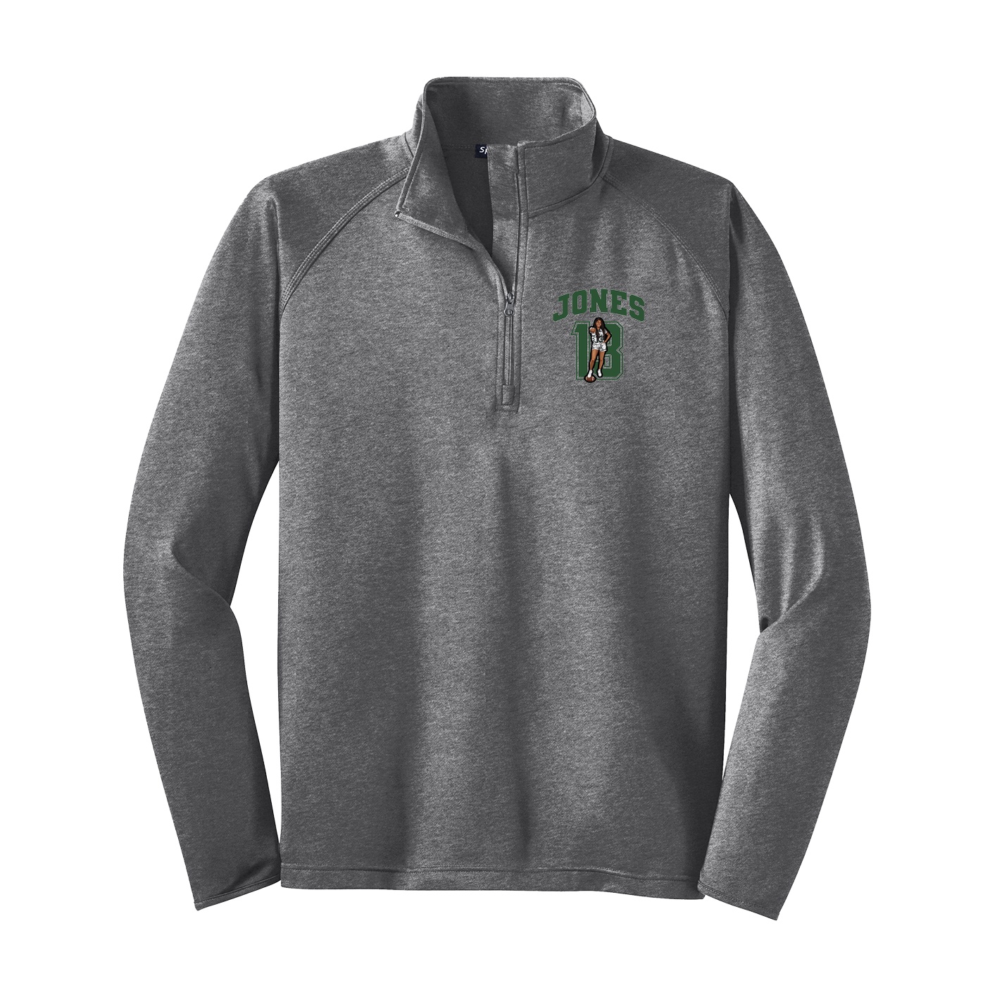 Q-Zip Pullover — Number in Grey