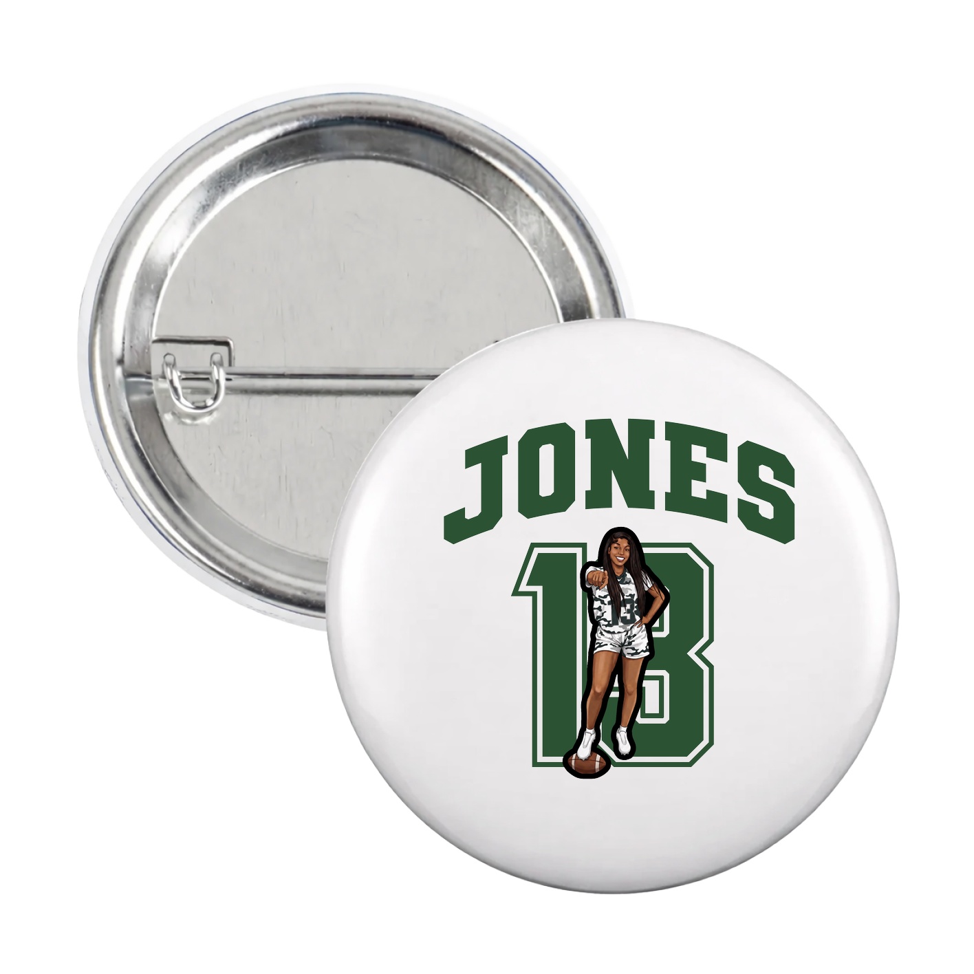 Game Day Button — Number in White