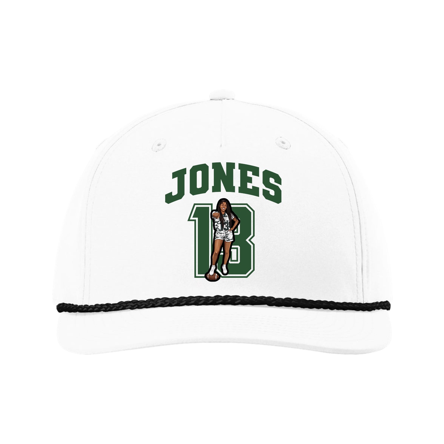 Five-Panel Classic Rope Cap — Number in White