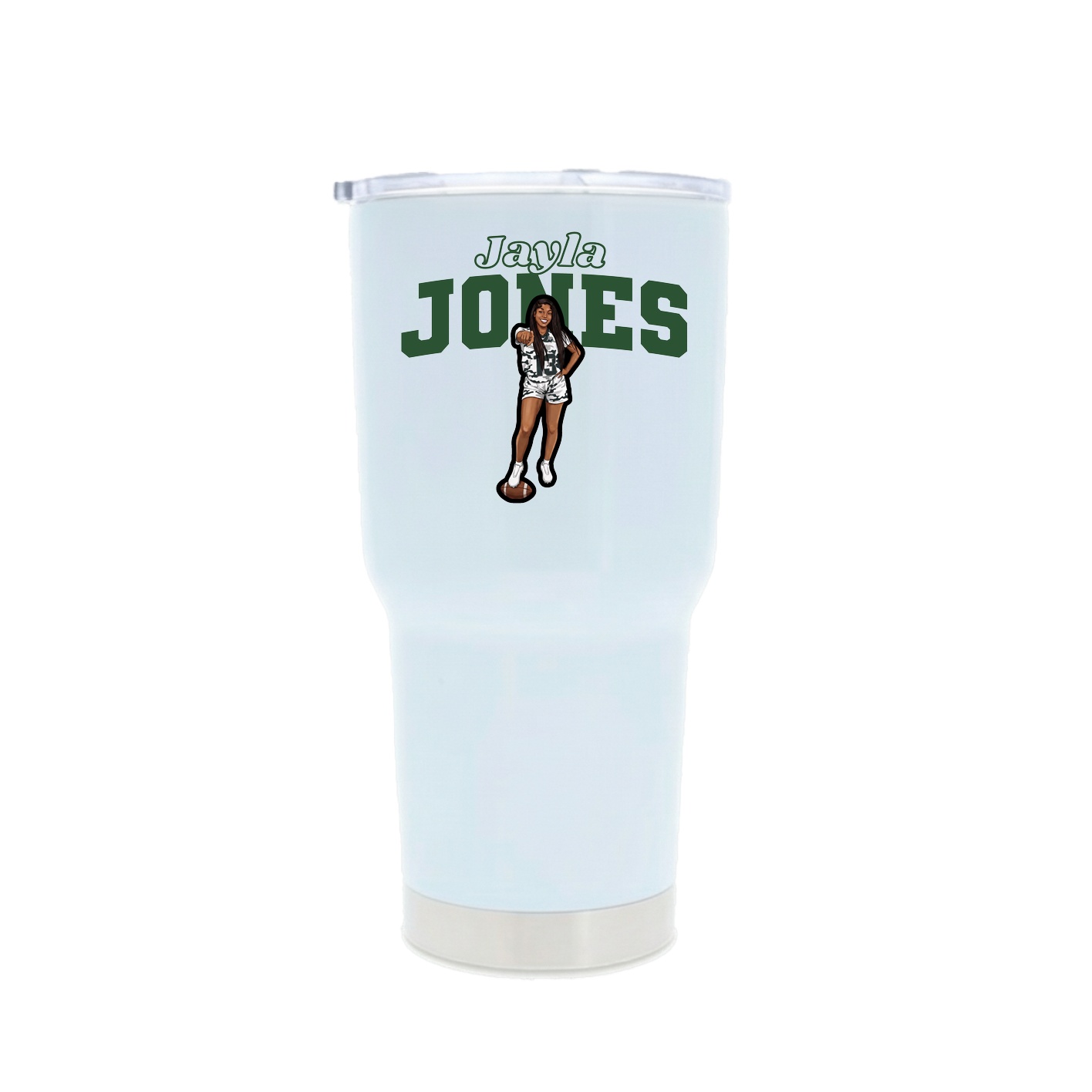30oz Stainless Steel Tumbler — Name Arch in White